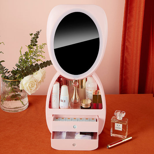 Storage Box With Light Makeup Mirror